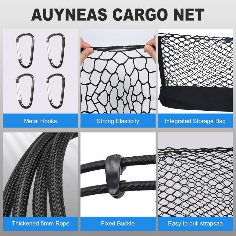 AuyNeas for Dodge Durango Chevy Equinox Envelope Style Truck Bed Cargo Net - Fits 2013-2024 2025 2026 Durango Equinox Accessories Cargo Net for Pickup Truck Bed - Heavy Duty Carabiners - Image 4